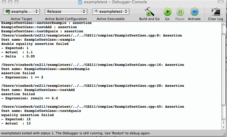Xcode example output