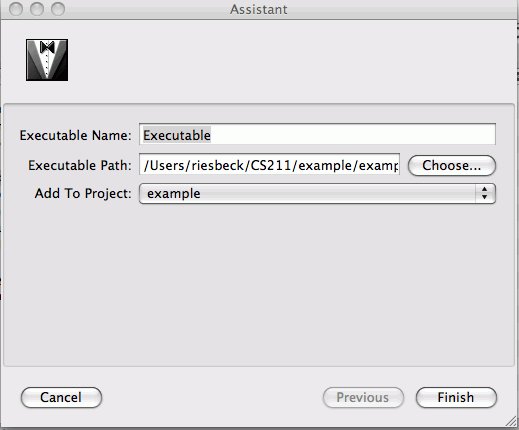 Xcode choose executable